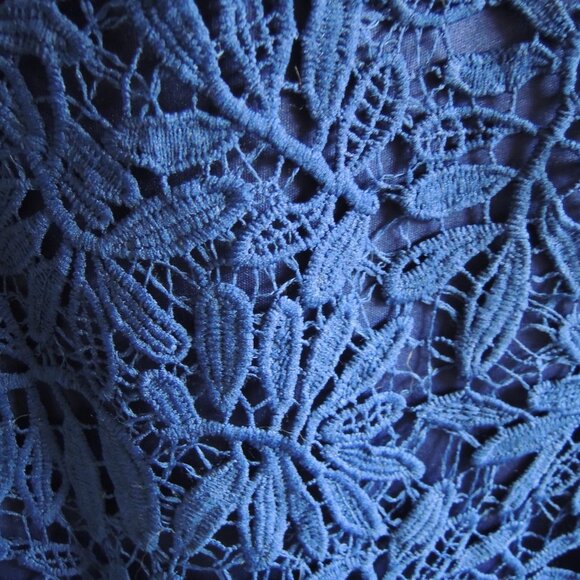 Lulus Blue Floral Lace Overlay Cocktail Sheath Dress XL - Picture 5 of 9